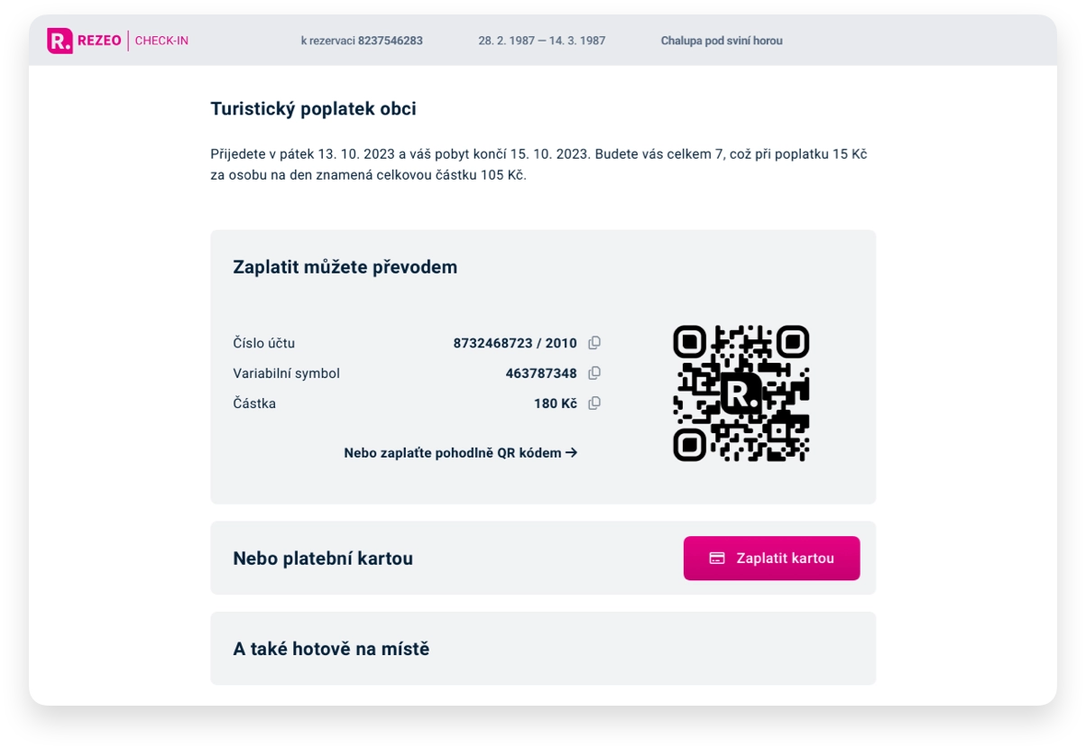 Rezeo - platba poplatků obci do 1 minuty